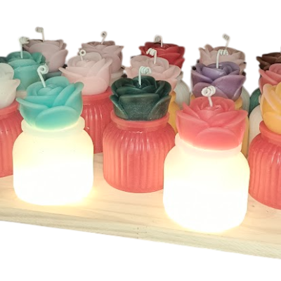 jarrón vela luminosa